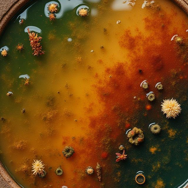 Natural dye bath with plant pigments