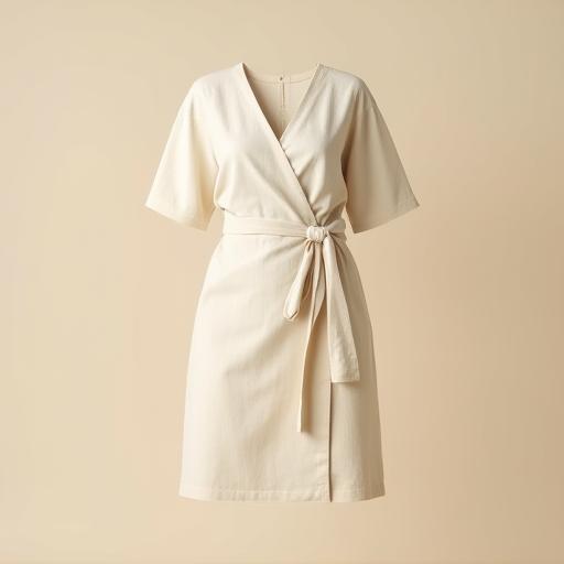 Natural linen wrap dress