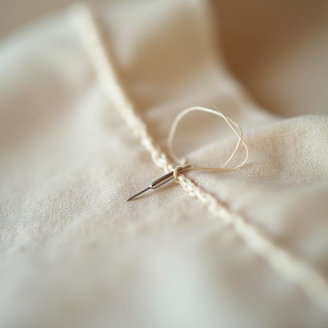 Close-up of hand stitching